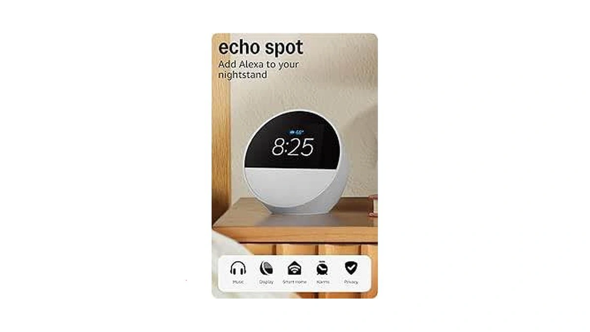 Amazon Echo Spot (newest Model), Great For Nightstands, Offices And