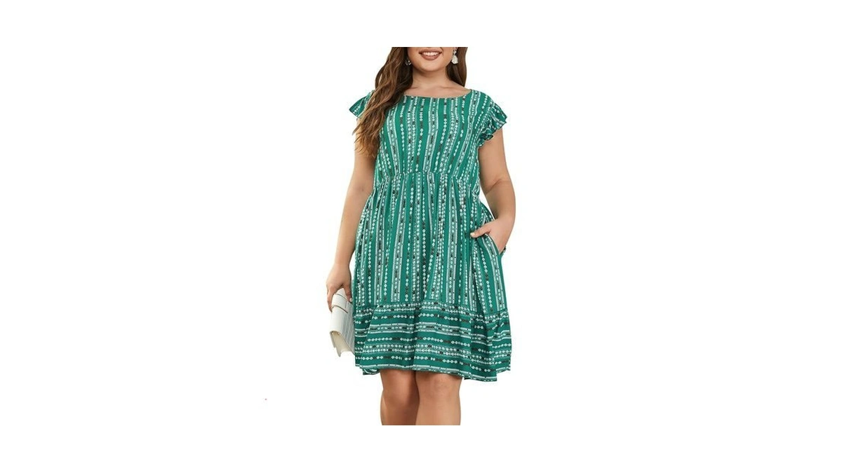 Keluummi Plus Size Wedding Guest Midi Dress For Curvy Women,
