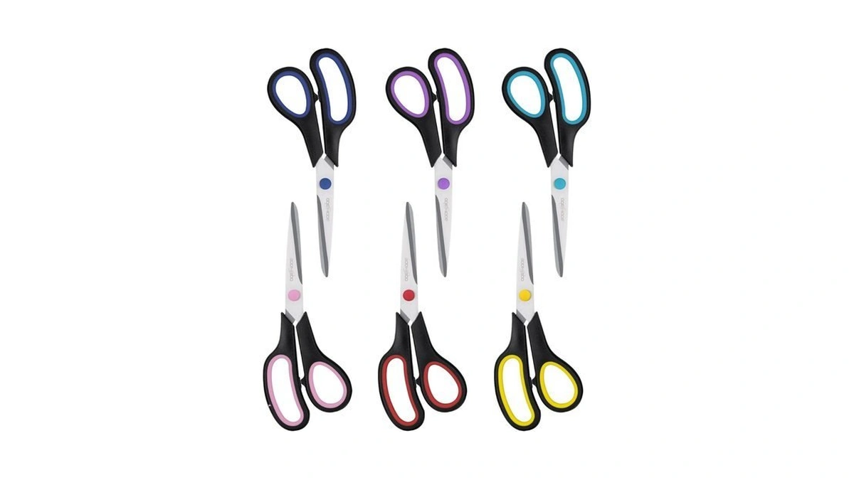 Scissors, Boomiboo 8" All Purpose 6 Pack - Comfort-grip Scissors
