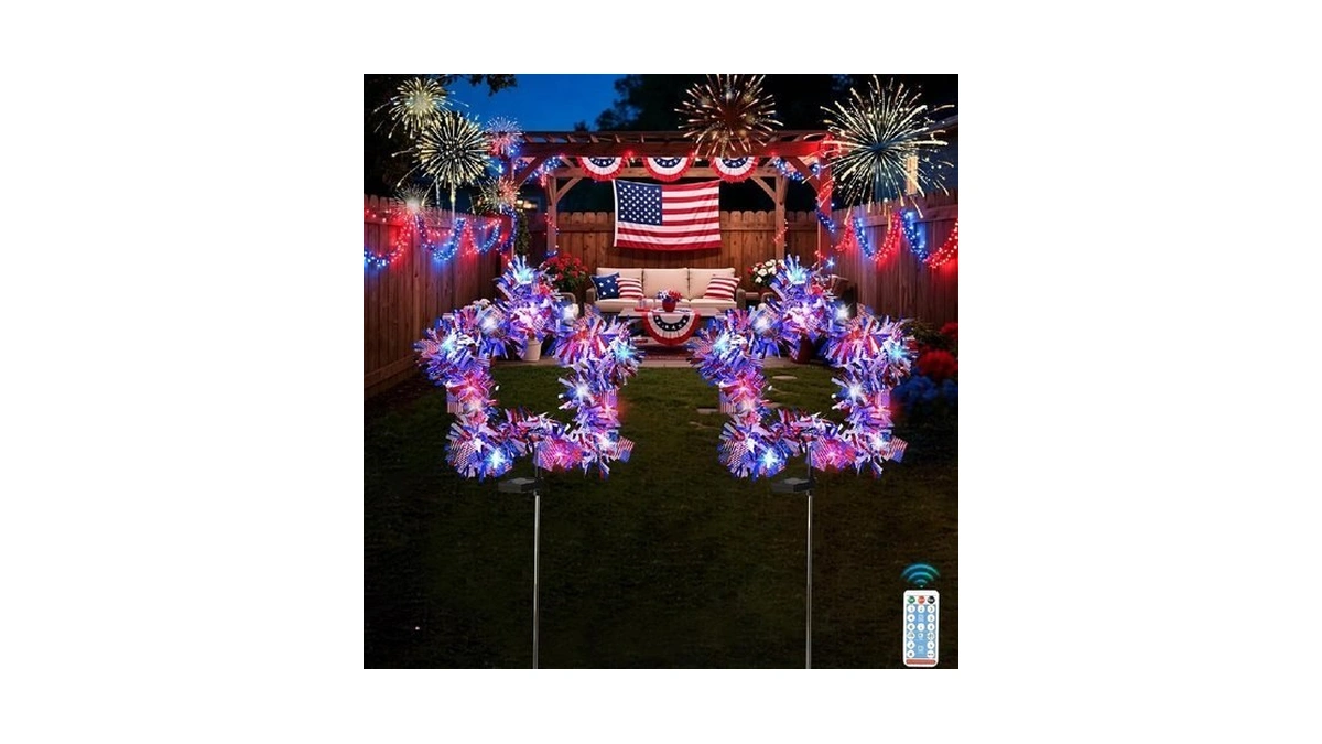 Kaitesla 2 Pack July 4th American Flag Solar American Flag