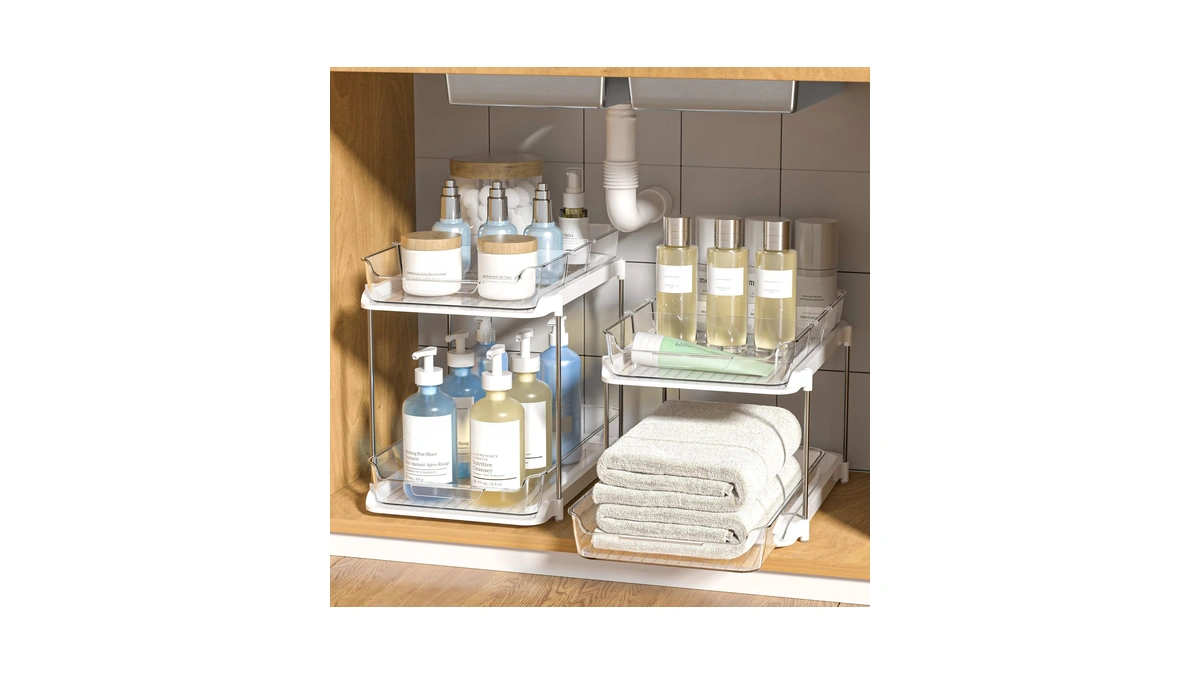 Delamu 2-tier Multi-purpose Bathroom Under Sink Organizers And Storage, Stackable