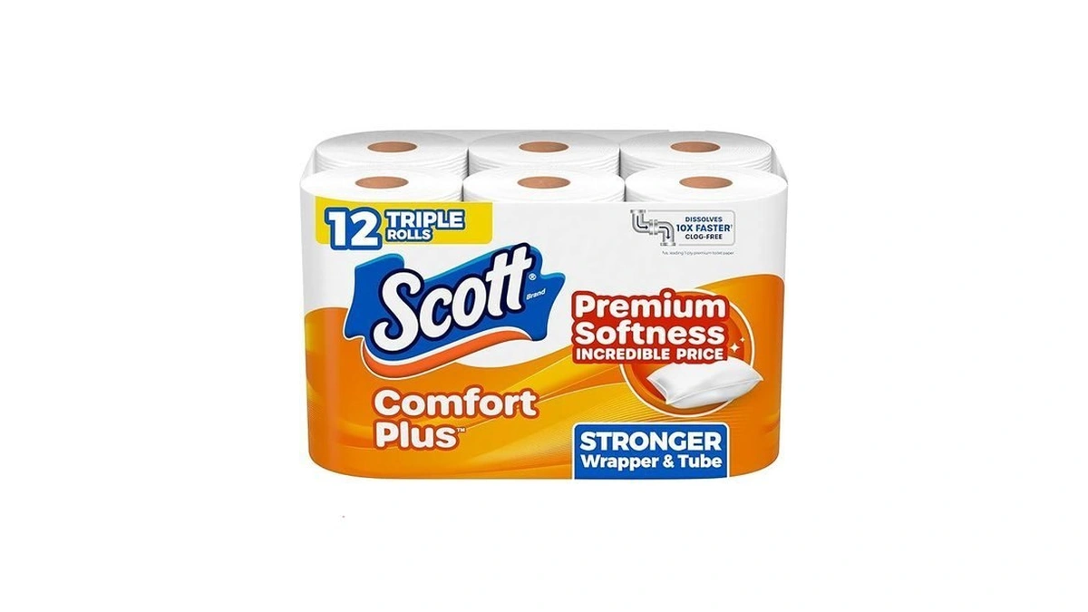 Scott Comfortplus Toilet Paper, Durable Shipping Pack, 12 Triple Rolls,