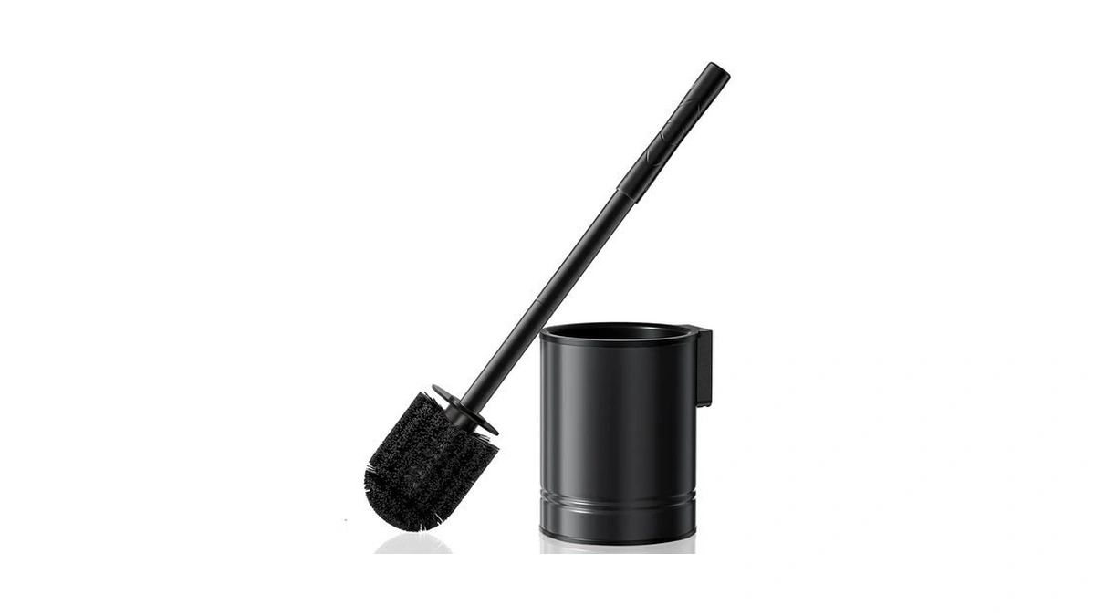 Hamitor Black Toilet Bowl Brush: Metal Rustproof Bathroom Cleaning Accessories