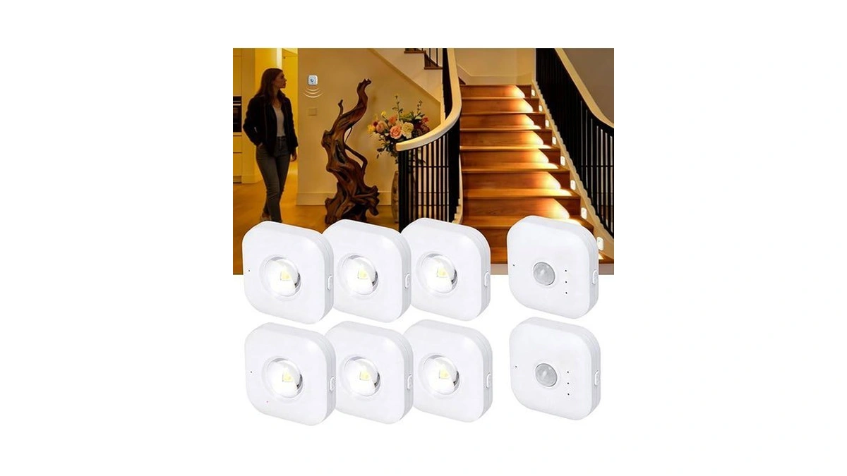 6 Pack Motion Sensor Stair Lights With 2 Separate Sensors-50ft