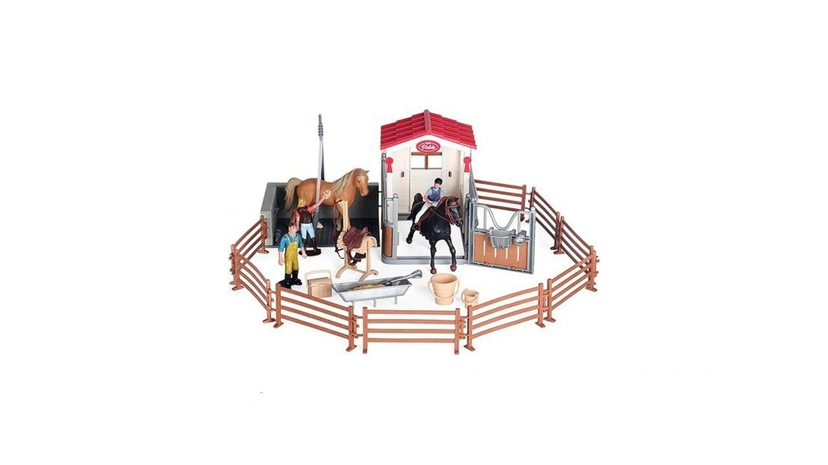 Scahow Horse Stable Playet Toys With Horse Wash Area And