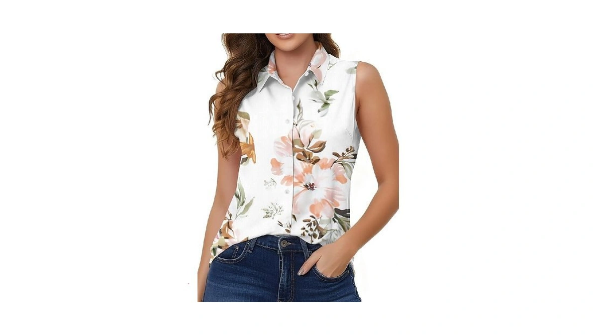 Tolovic Wrinkle Free Womens Sleeveless Button Down Shirts For Women