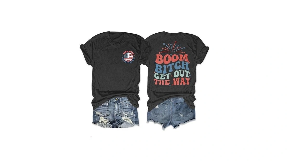 American Flag Shirts Women Boom Get Out The Way Funny