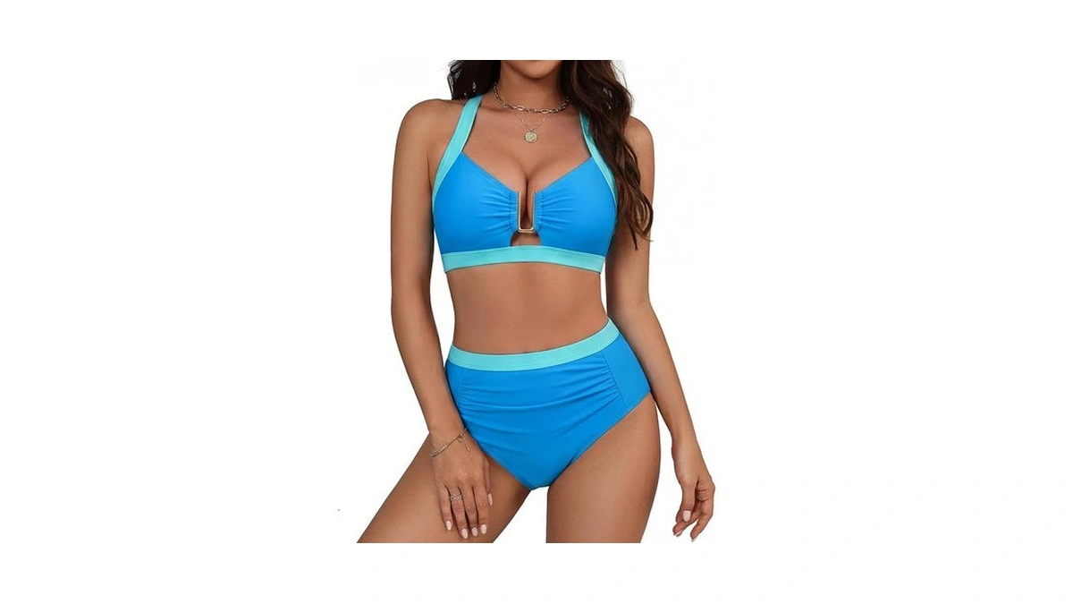 Hanna Nikole Women's 2 Piece Swimsuits Metal High Waisted Bikini