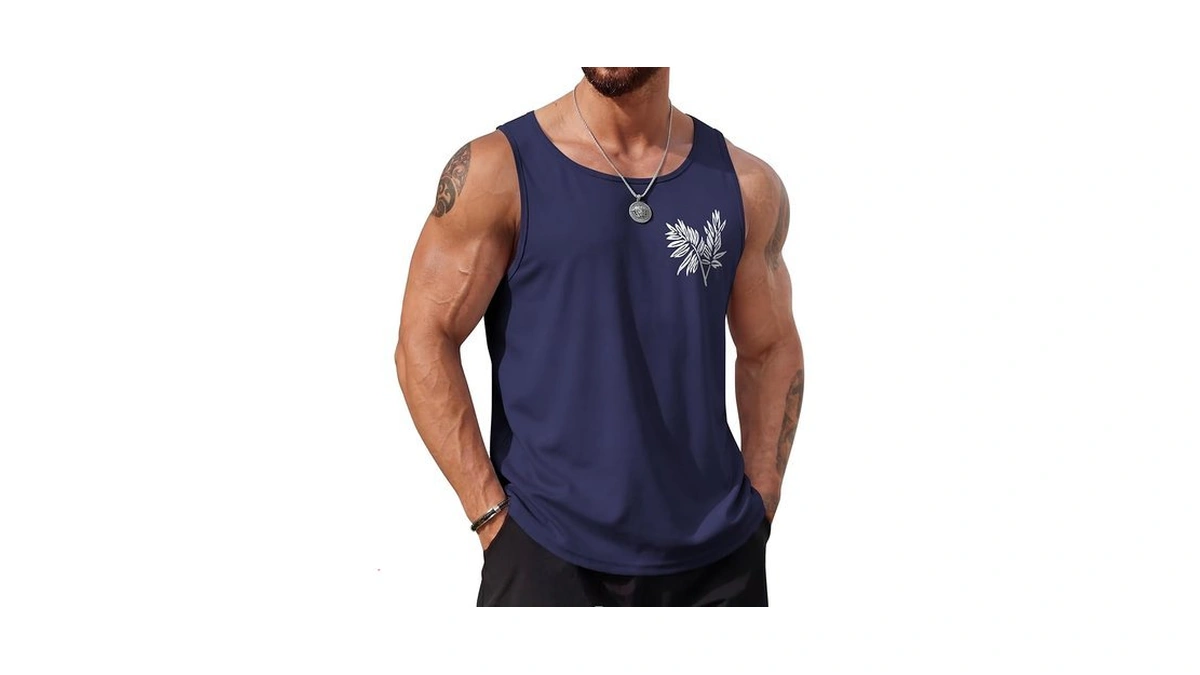 Coofandy Mens Beach Tank Tops Summer Cotton Sleeveless Graphic T