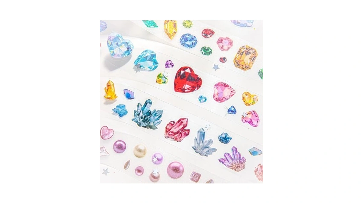 Jumoyeeh 4-roll Gemstone Washi Tape Set — 20mm Decorative Craft