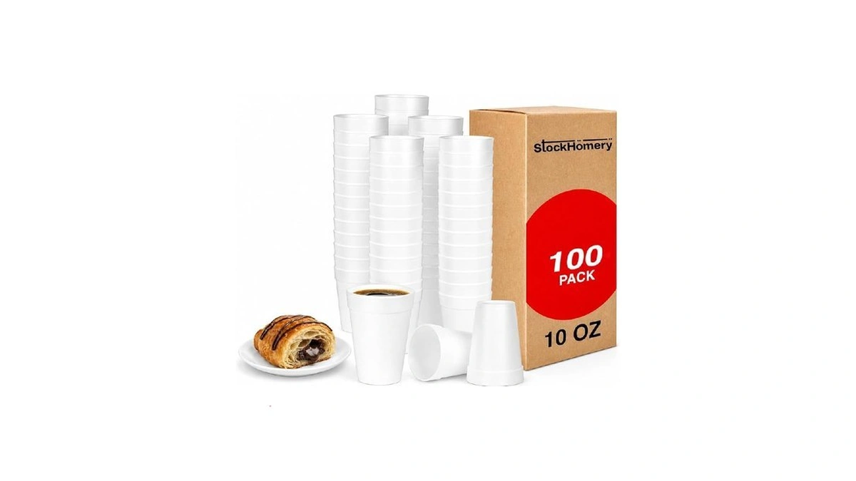 Stockhomery 10 Oz Foam Cups Lightweight Insulated Foam Cups For