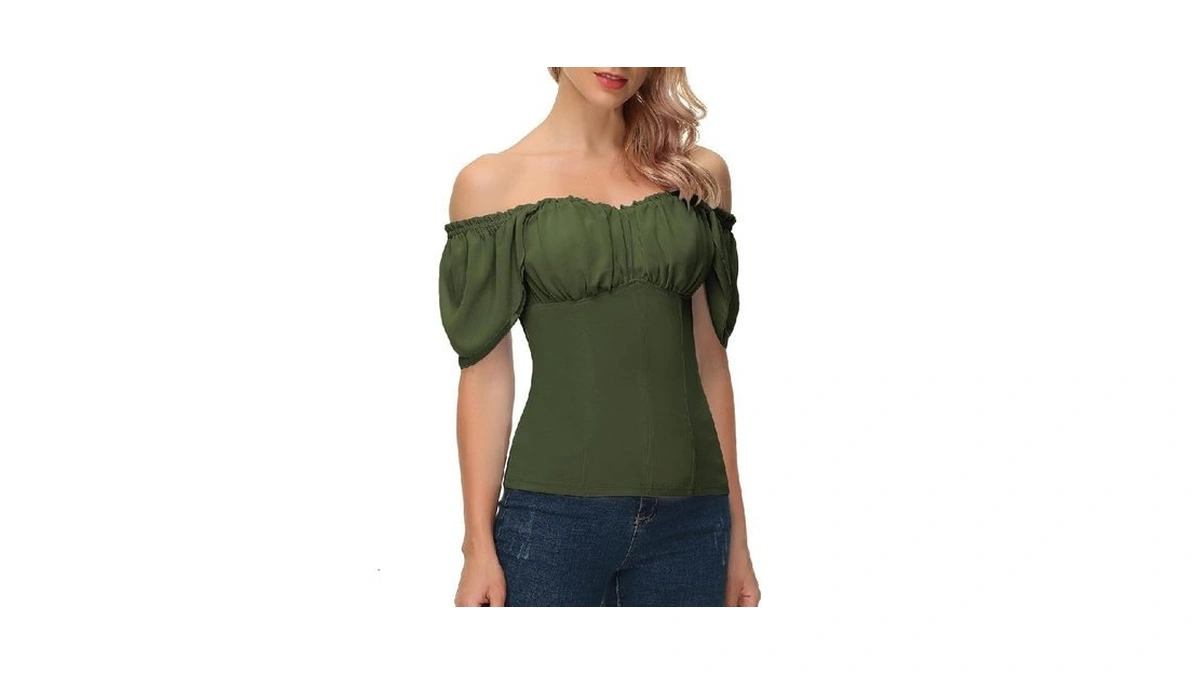 Women Renaissance Shirt Off Shoulder Flutter Short Sleeve Top Summer