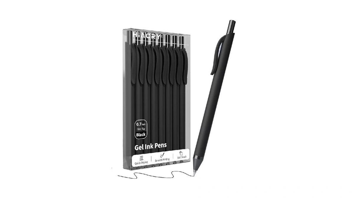 Hiacry 8 Pack Black Ink Gel Pens, 0.7mm Fine Point