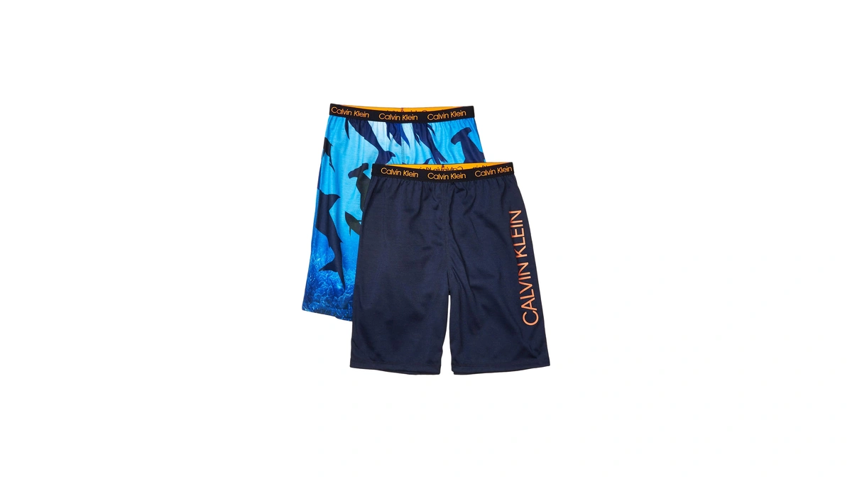 Calvin Klein Kids Boys' Lounge Pajama Shorts 2-pack, Sharks/black, X-large