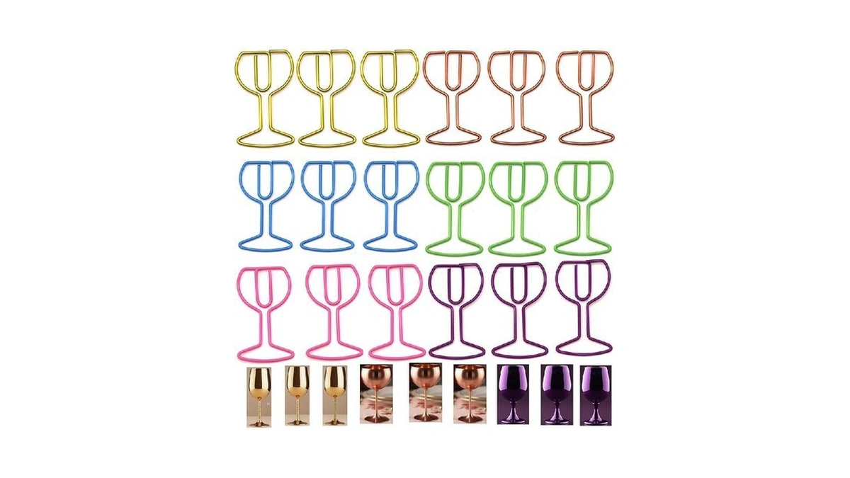 Upquzzfy 30 Pcs Goblet-shaped Paper Clips Set, Multicolor Metal Cute