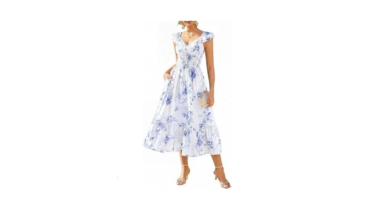 Grace Karin Women's Summer Floral Maxi Dress 2026 Ruffle Sleeve