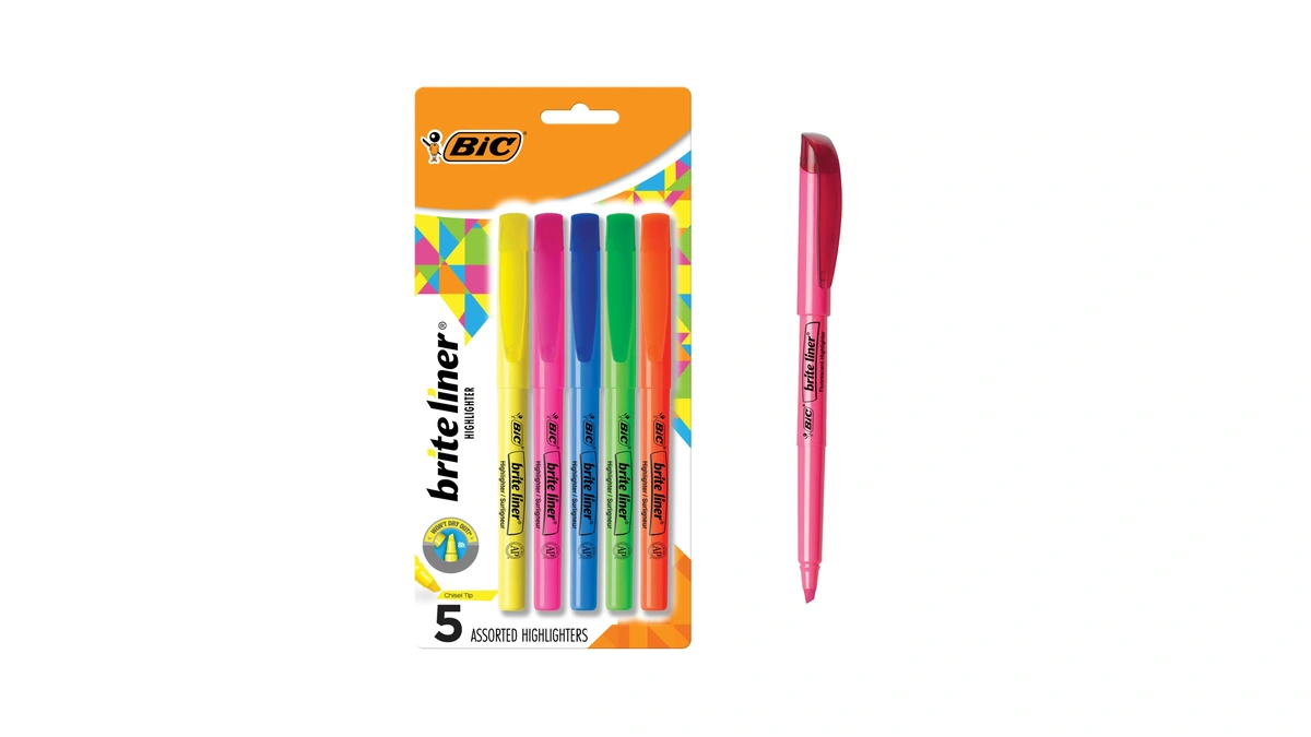 Bic Brite Liner Highlighters, Chisel Tip, School Supplies For Students