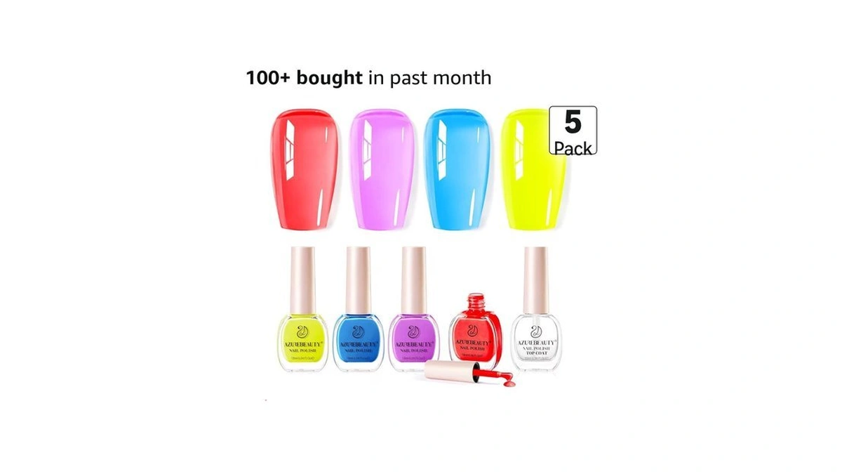 Azurebeauty Neon Nail Polish Set, 4 Bright Summer Shades Jelly