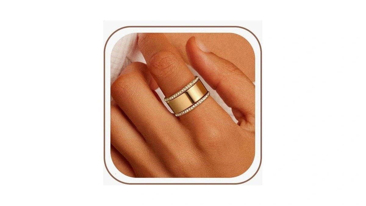Gwh Trendy 3-pack Stackable Rings For Women - 18k Gold