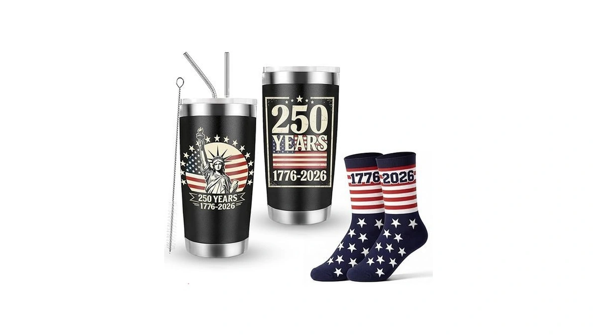 Goaus 250th Anniversary Patriotic Socks And Tumbler 20 Oz Set,
