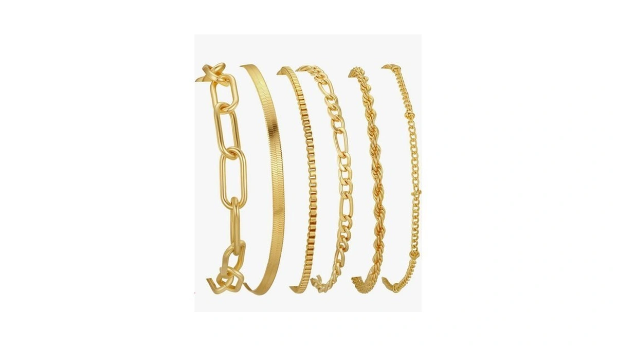 Mujahid Waterproof Gold Plated Bracelets Set For Women Trendy, Dainty