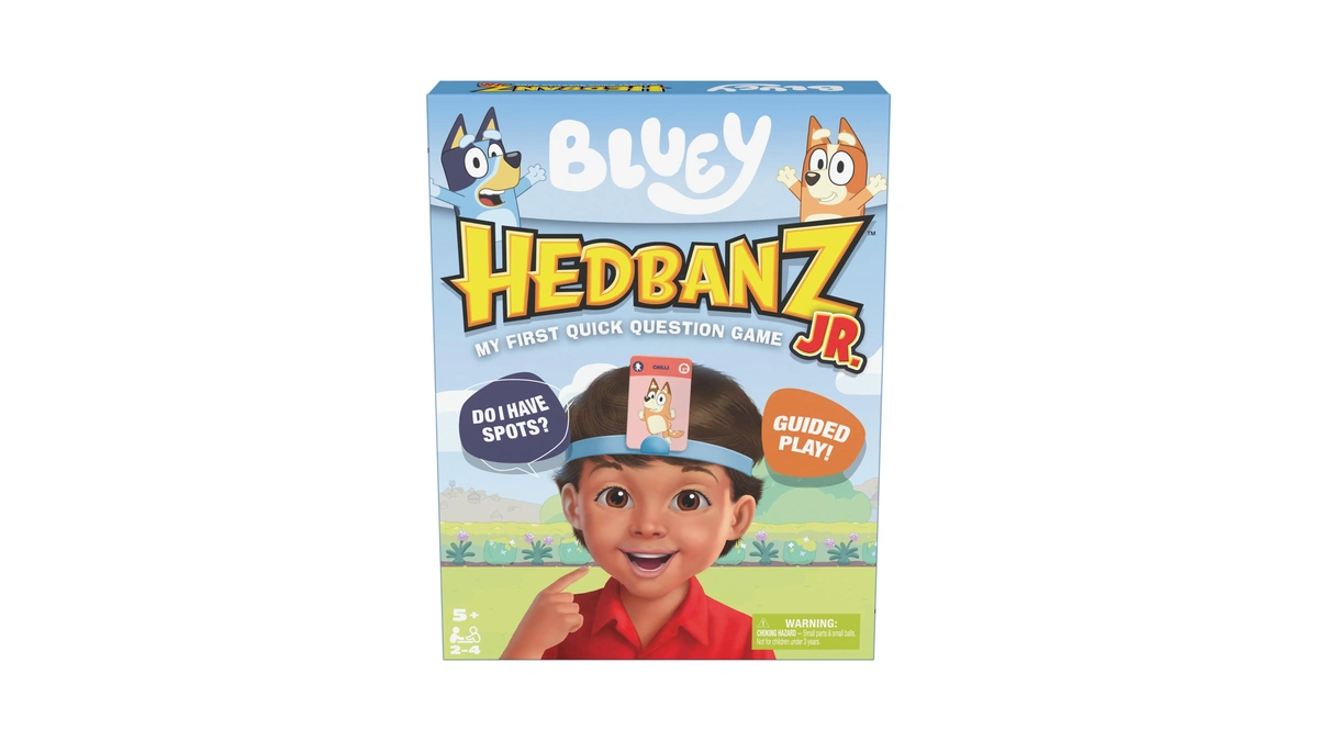 Spin Master Games, Bluey Hedbanz Jr., Picture Guessing Card Game,