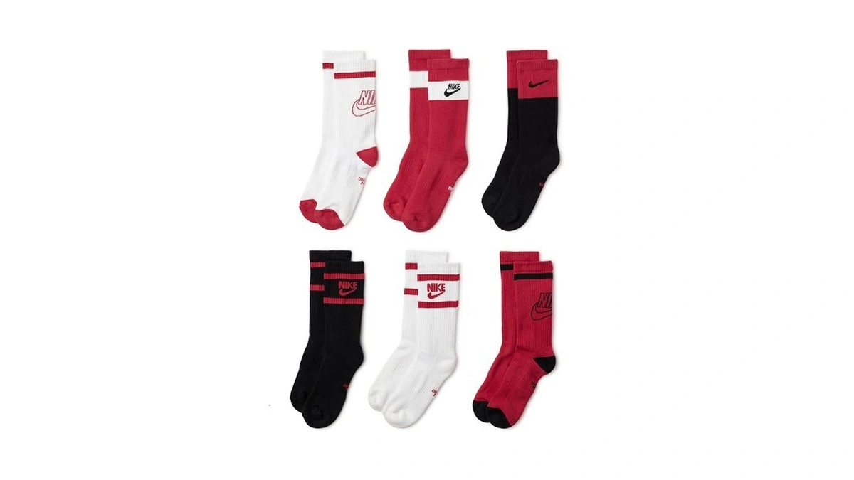 Nike Unisex Kids Everyday Cushioned Crew Socks (6 Pairs), White/black/university