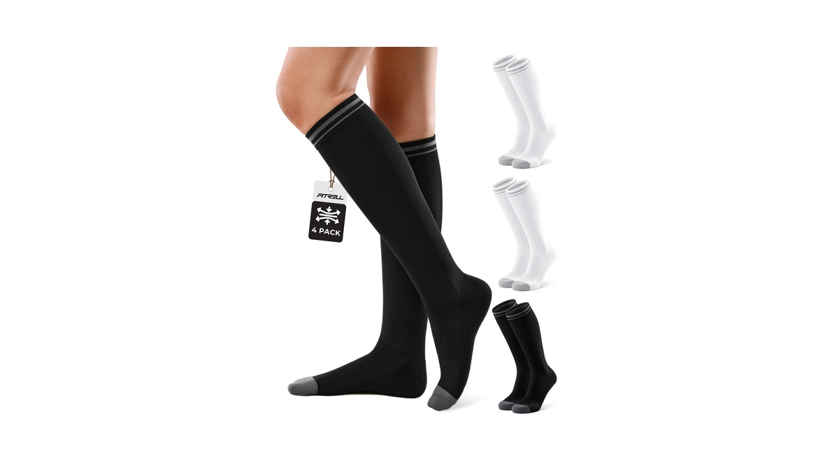 Fitrell 4 Pairs Compression Socks For Women & Men, 20-30mmhg