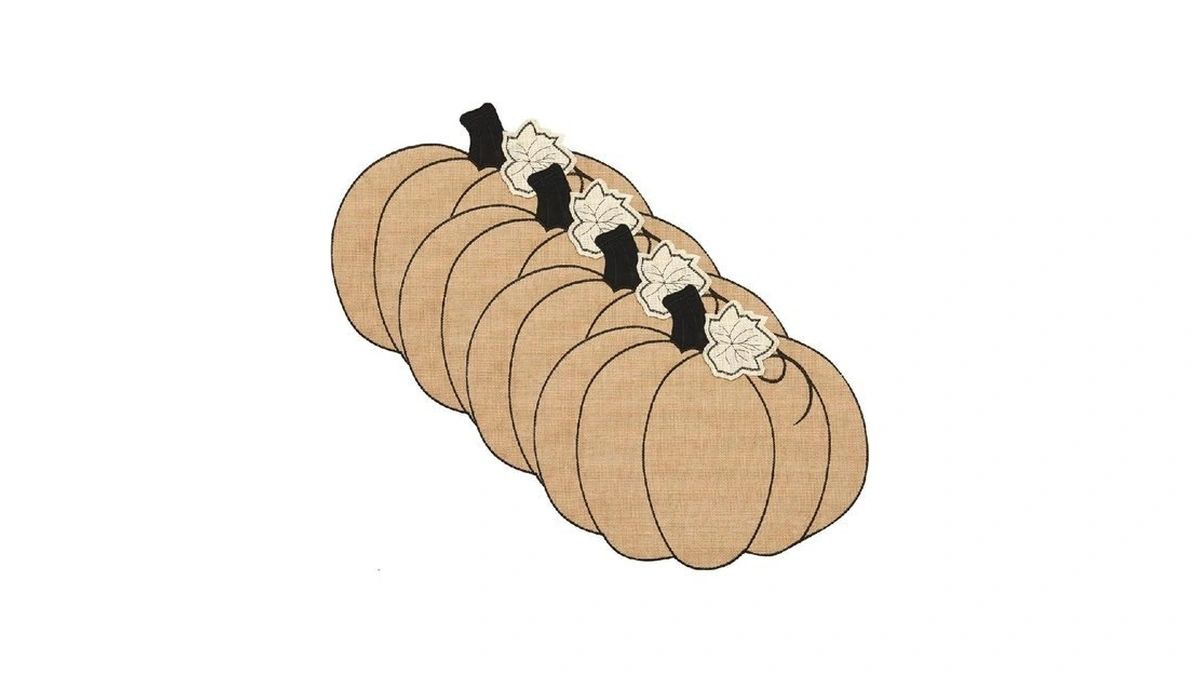 Elrene Home Fashions Burlap Pumpkin Placemats, Harvest Placemats For Autumn,