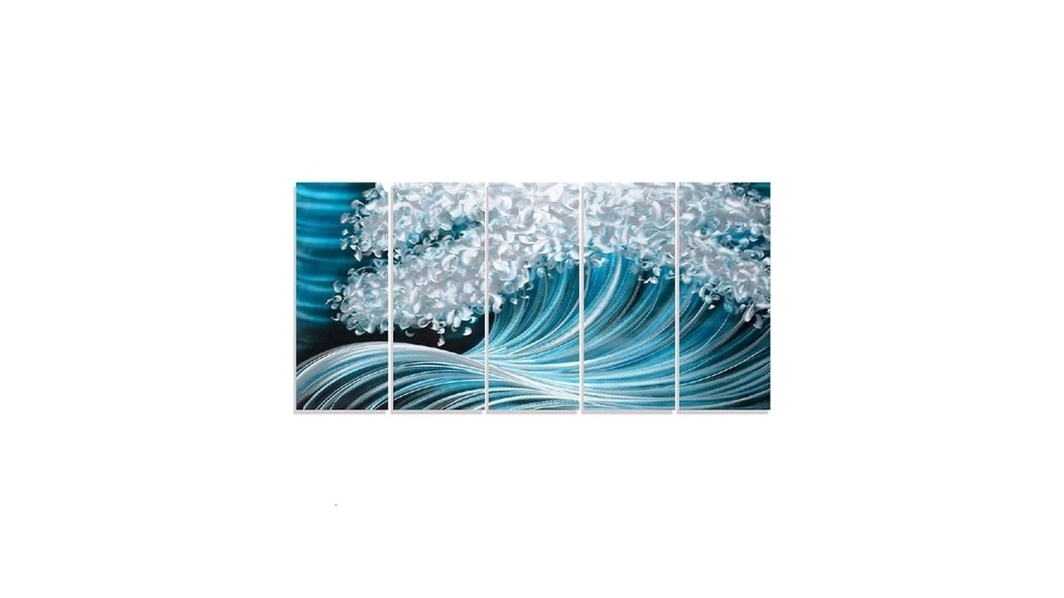 Richspace Arts Metal Wave Wall Art Large Horizontal Paintings Contemporary