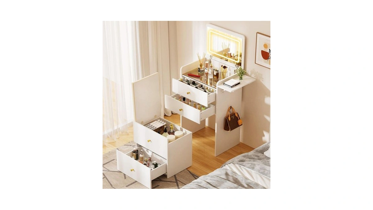 Comhoma Makeup Vanity Desk With Mirror And Lights, Small 3