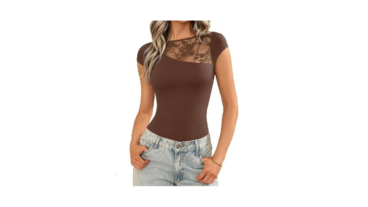 Avidlove Bodysuits For Womens Short Sleeve Crew Neck Body Suits