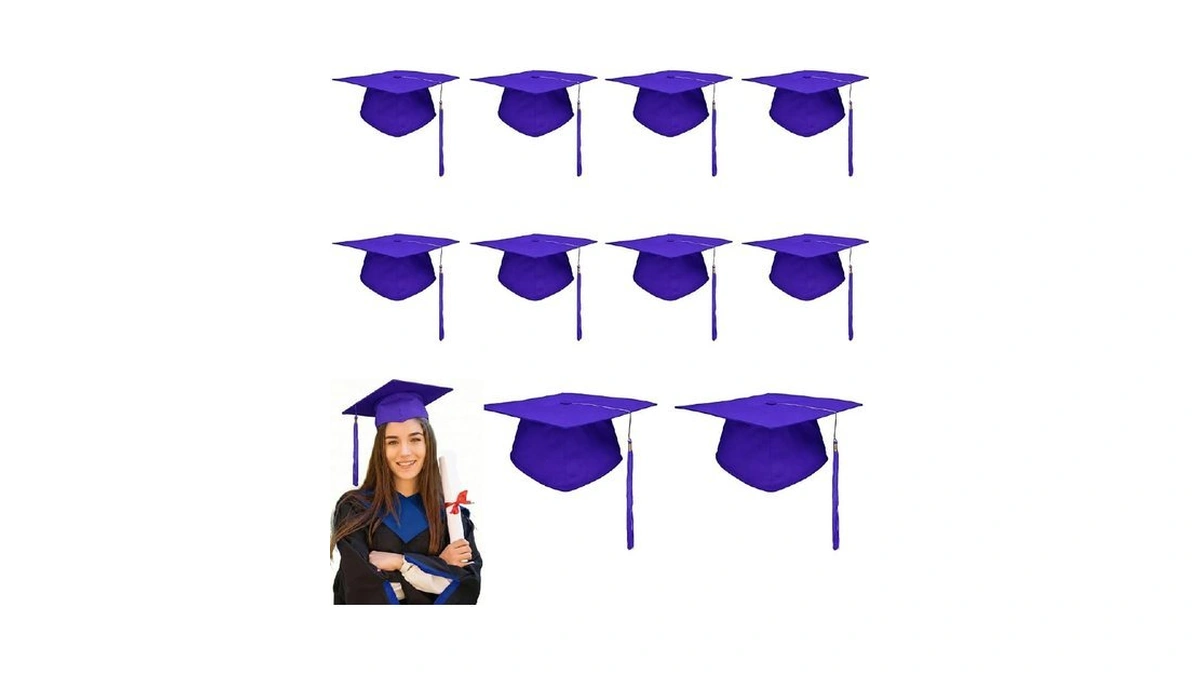 Drabpoi 10 Pcs Blue Graduation Cap With Tassel Adjustable Adult