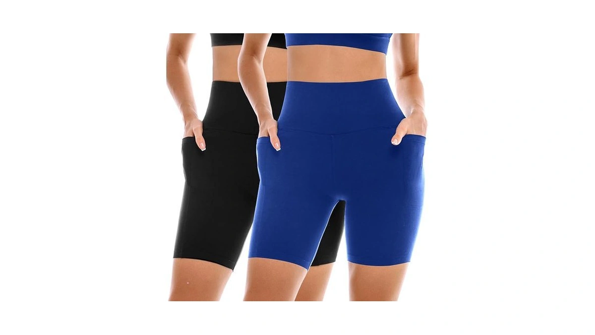 Ipletix 2 Pack Womens Biker Shorts With Pockets, 6" High