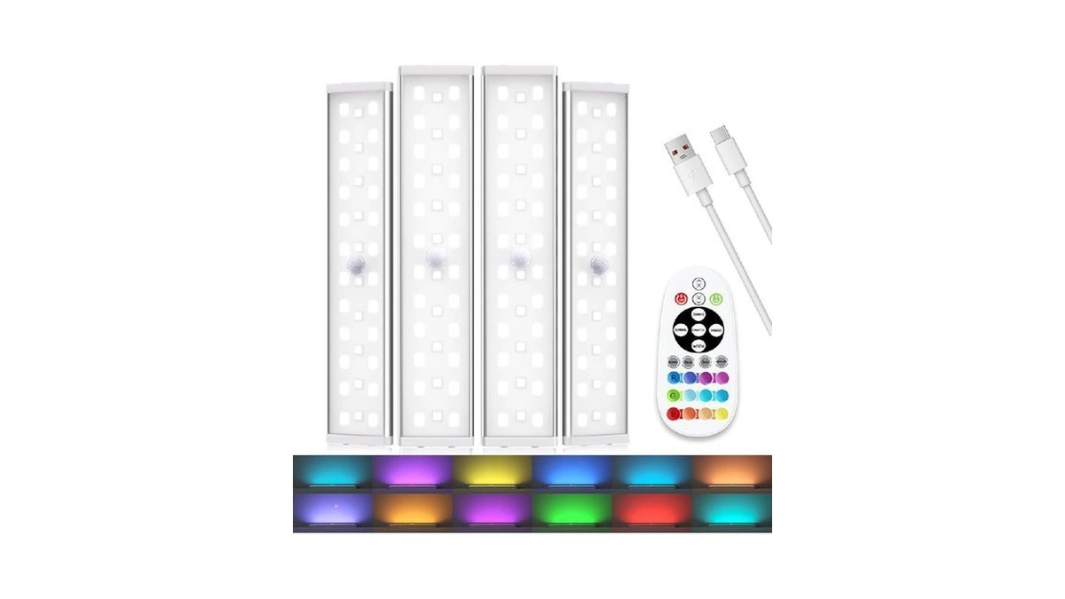 Diomart Under Cabinet Lighting, Rgb Rechargeable Motion Sensor Light Indoor