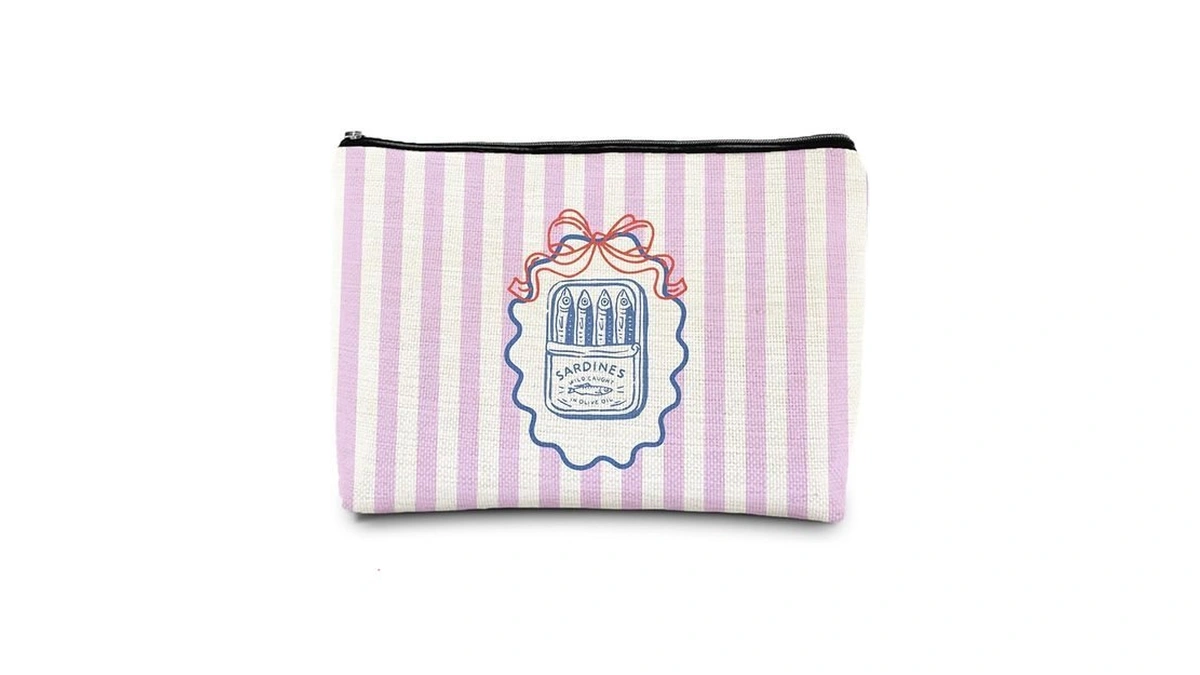 Fwsfd Preppy Beach Sardine Fish Makeup Bag, Coastal Beachy Canned