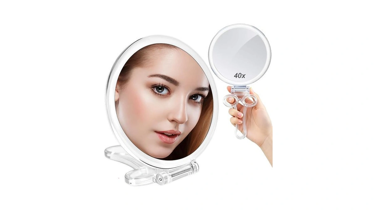 Amisce Magnifying Hand Mirrors With Handle - Double Sided Handheld