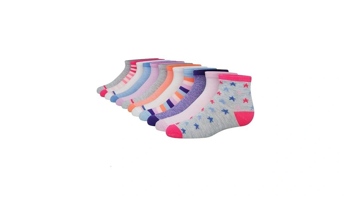 Hanes Girls' Fashion Ankle Socks, Assorted 12-pairs Pack, Multi-pack No-show