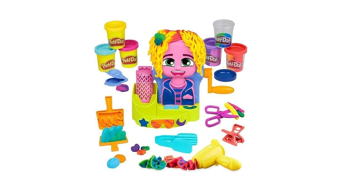 Play-doh Hair Stylin' Salon Playset With 6 Cans, Pretend Play