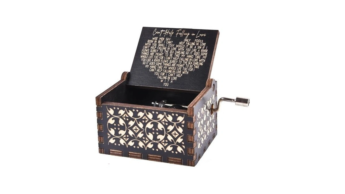 Byykit Can't Help Falling In Love Wood Music Box, Antique