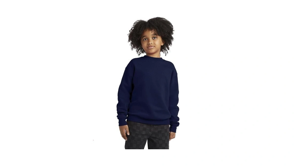 Hanes Big Boys' Eco Smart Fleece Crew, Navy, Medium
