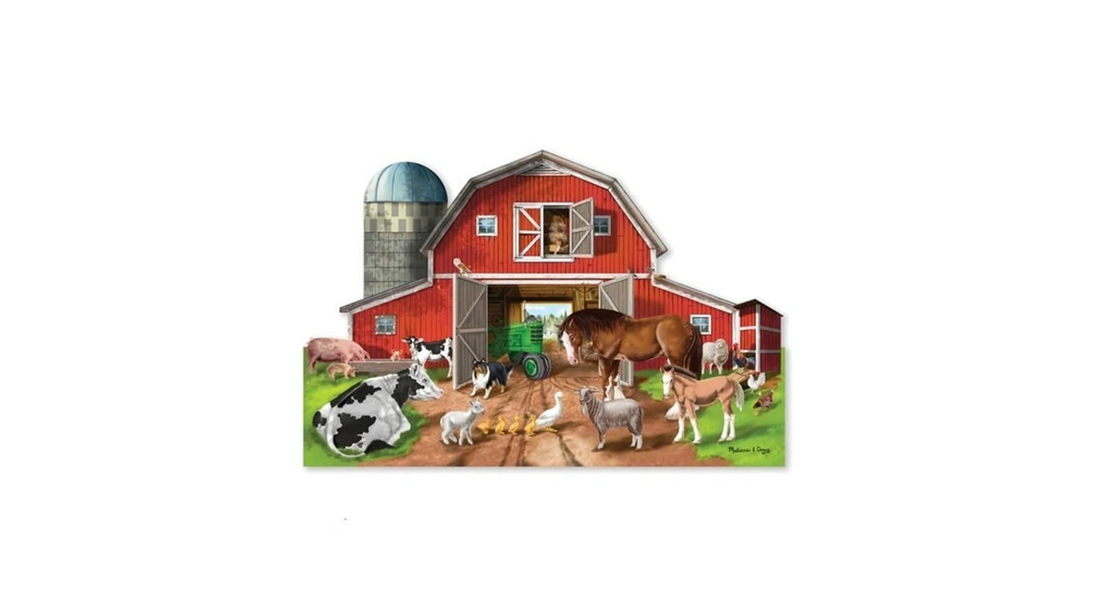 Melissa & Doug Busy Barn Shaped Jumbo Floor Puzzle (32