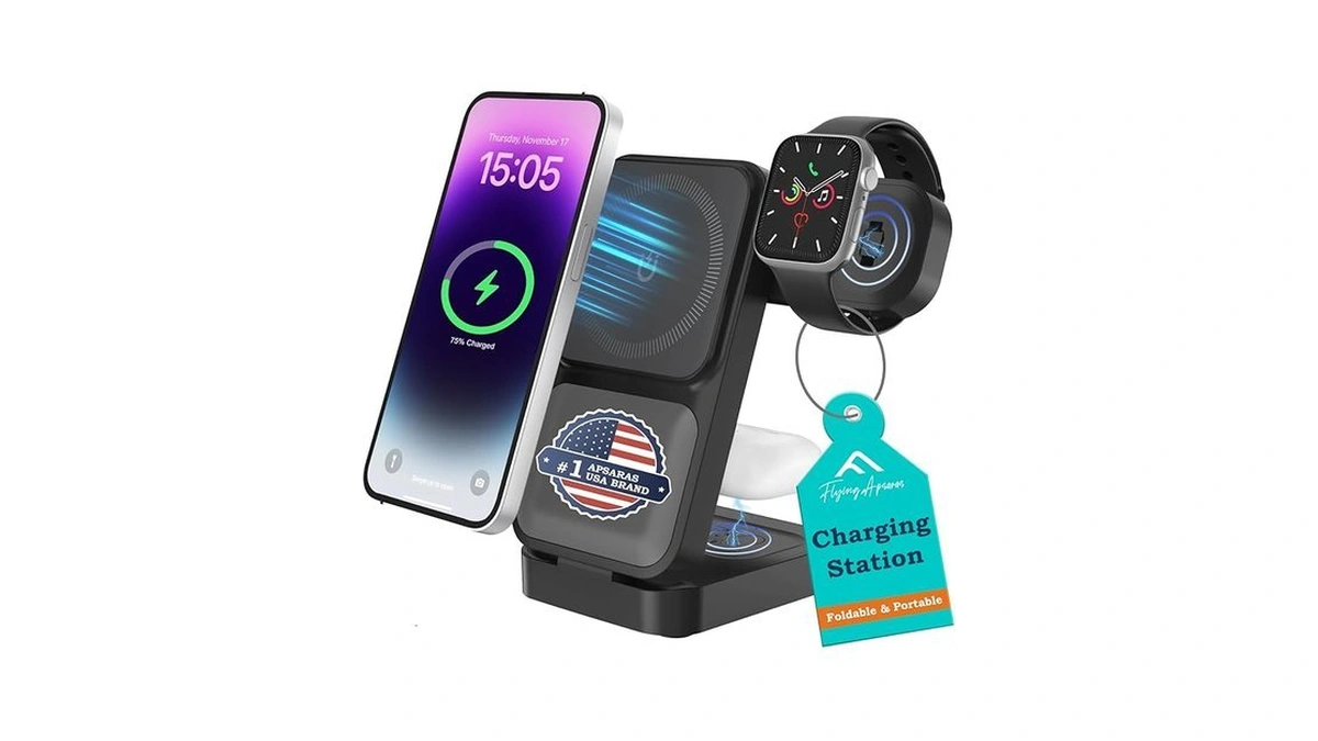 3in1 Charging Station For Apple - Foldable Wireless Charger Stand