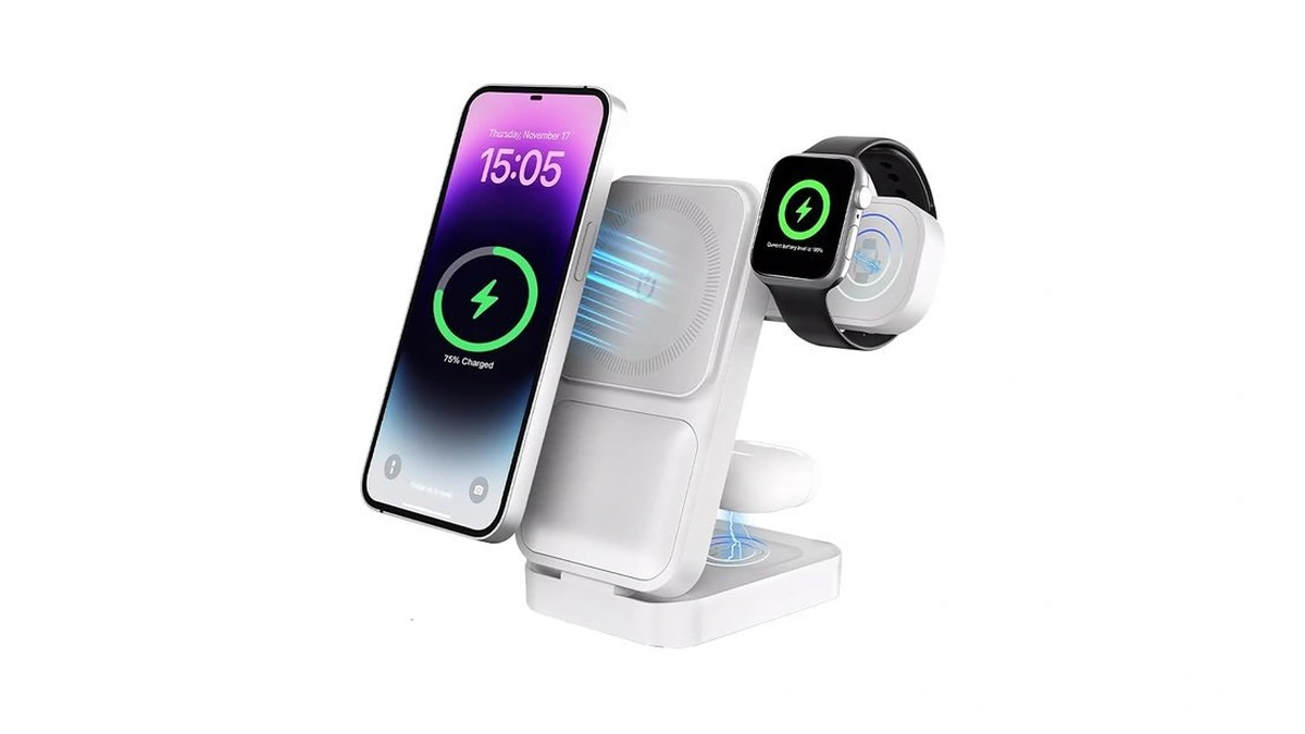 3in1 Wireless Charging Station For Apple,15w Fast Qi-certified Magnetic Mag-safe
