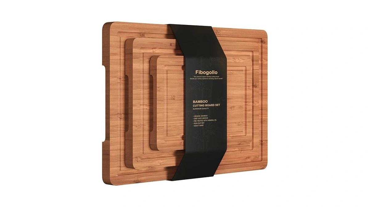 Fibogollo Bamboo Cutting Boards Serving Board Set, Bamboo Chopping Boards