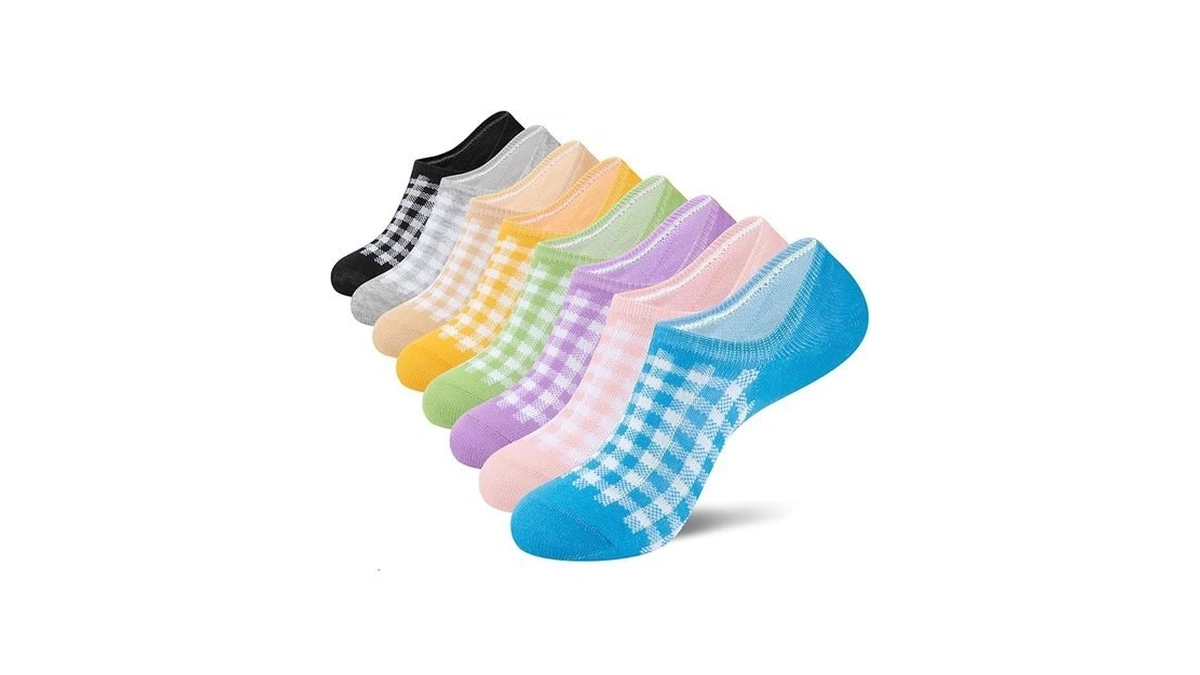 Coovan No Show Socks Womens 8 Pairs Cotton Anti-slip Strip