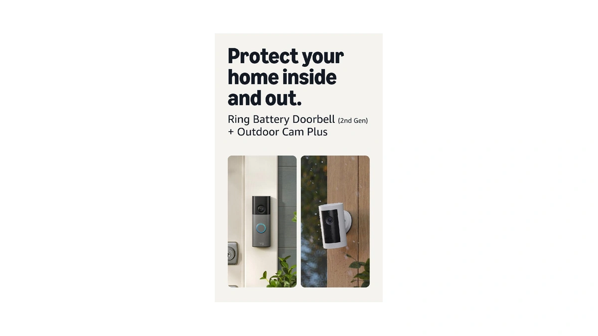 Ring Battery Doorbell (newest Model), Speckled Gray With Outdoor Cam