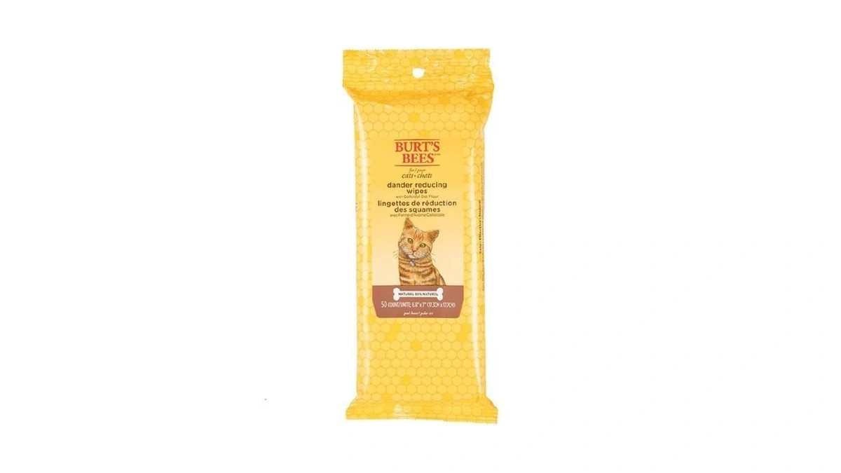 Burt's Bees For Pets Cat Dander Remover Wipes, Colloidal Oat