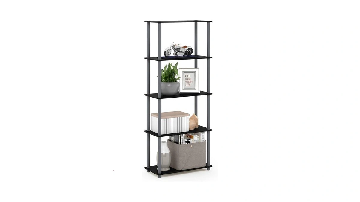 Furinno Turn-n-tube Storage Shelves, 5-tier Book Shelf, Corner Shelf, Toolless
