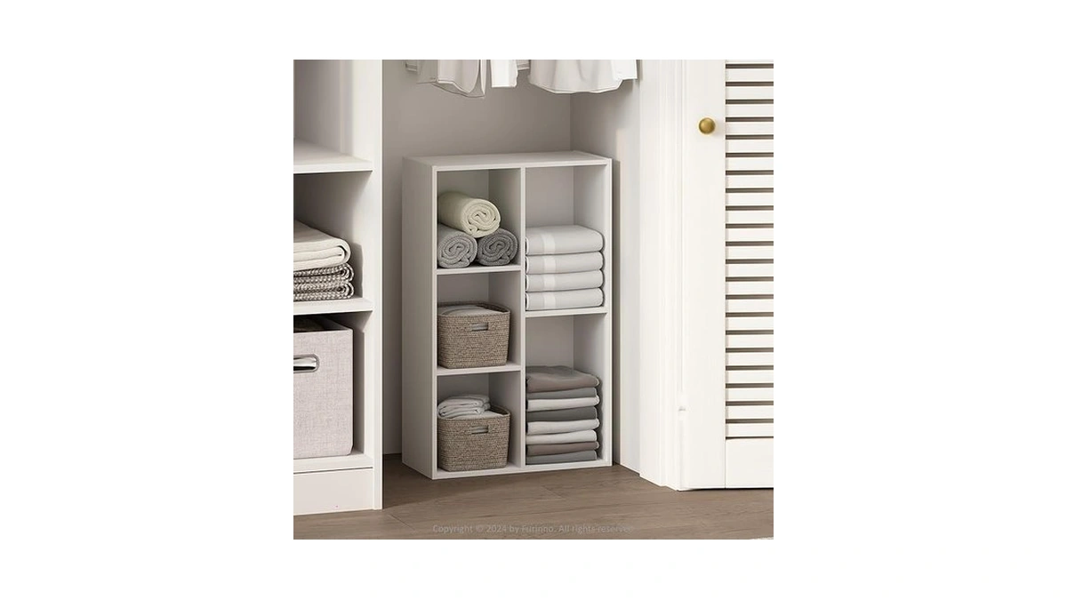 Furinno Reed Closet Organizers And Storage, 5-cube Reversible Closet Shelves,